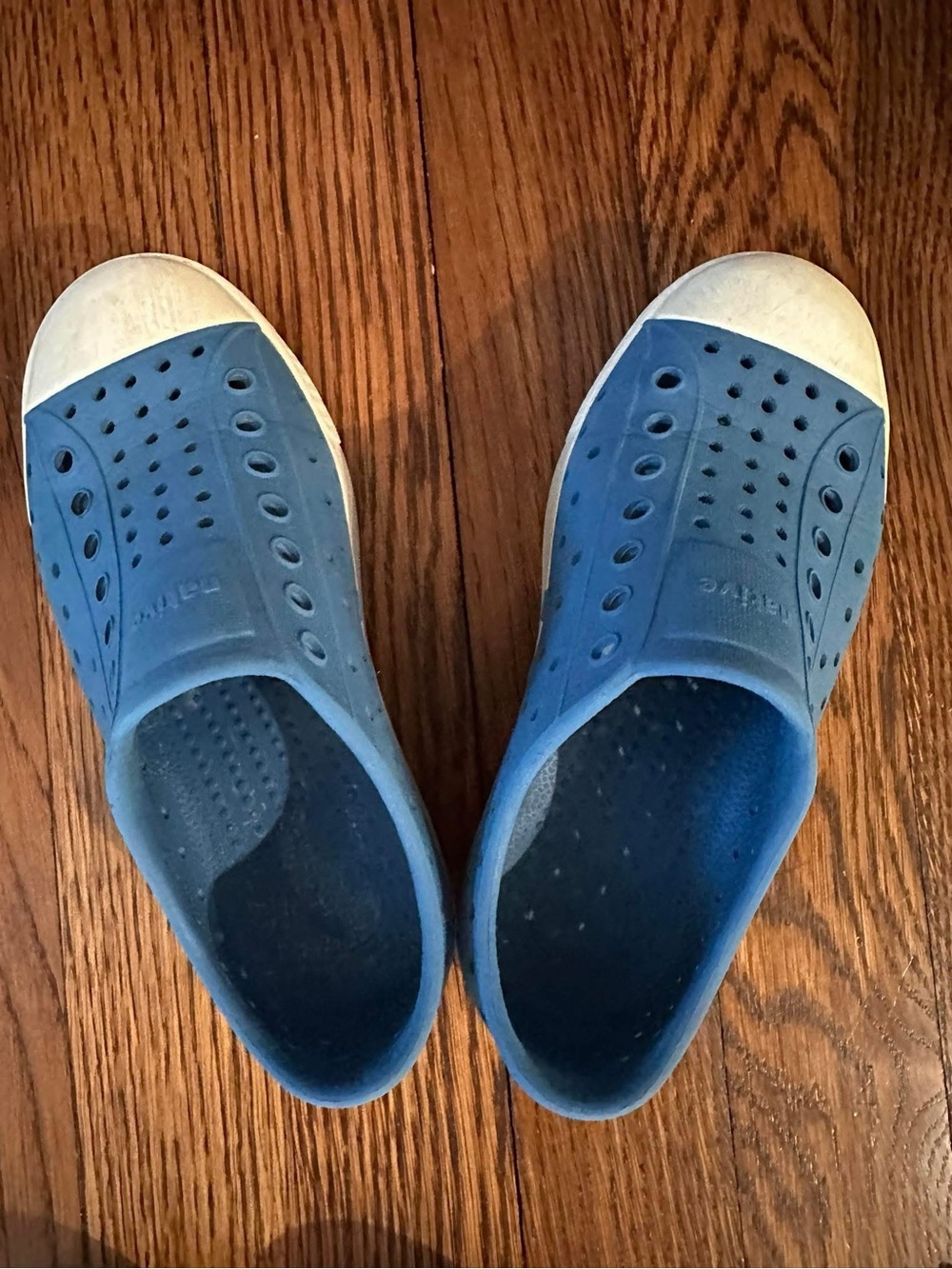 Native Kids Blue Slip-On Water Shoes with White Toe Cap